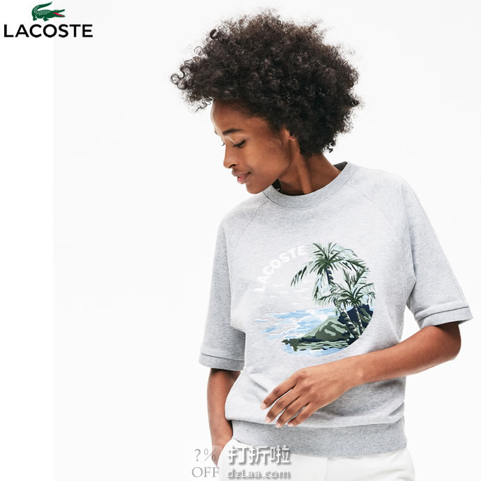 LACOSTE 法国鳄鱼 时尚休闲印花 女式短袖圆领卫衣 0码2.4折.63 海淘转运到手约¥311 天猫¥774