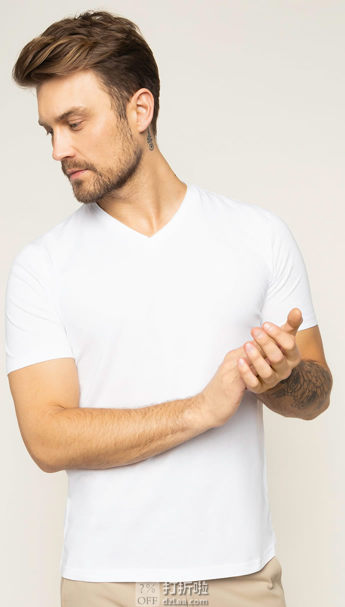 Hugo Boss 雨果博斯 基础款 男式V领短袖T恤 S码4.3折.12 海淘转运到手约￥221