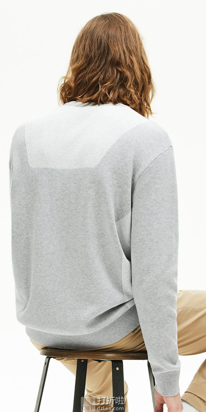 LACOSTE 法国鳄鱼 时尚条纹拼色 男式针织衫 L码3.3折.62 海淘转运到手约￥426 天猫￥1142