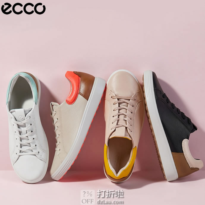 ECCO 爱步 Soft 7 Street 柔酷7号 拼色 女式休闲板鞋 2.2折.82起 海淘转运到手约￥341 天猫￥1469