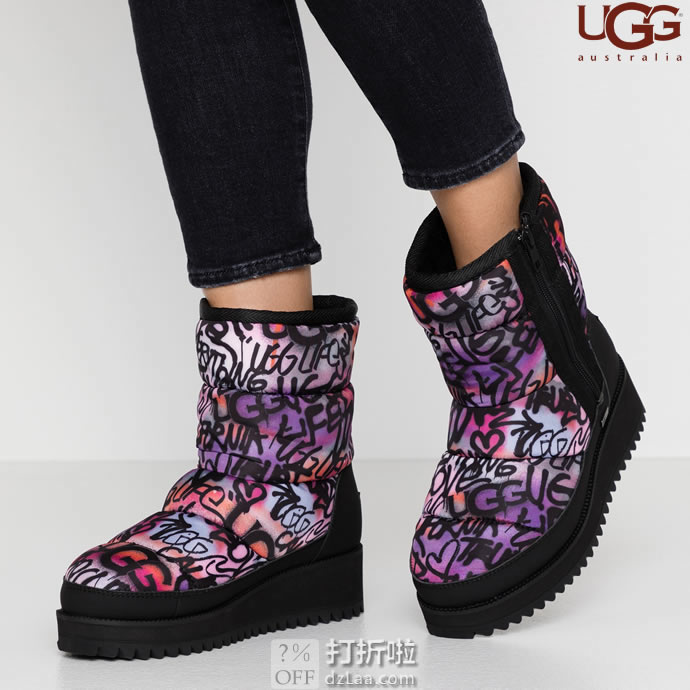 UGG Ridge Graffiti Pop 防水保暖 女式厚底雪地靴 短靴 3.5折.93 海淘转运到手约¥576