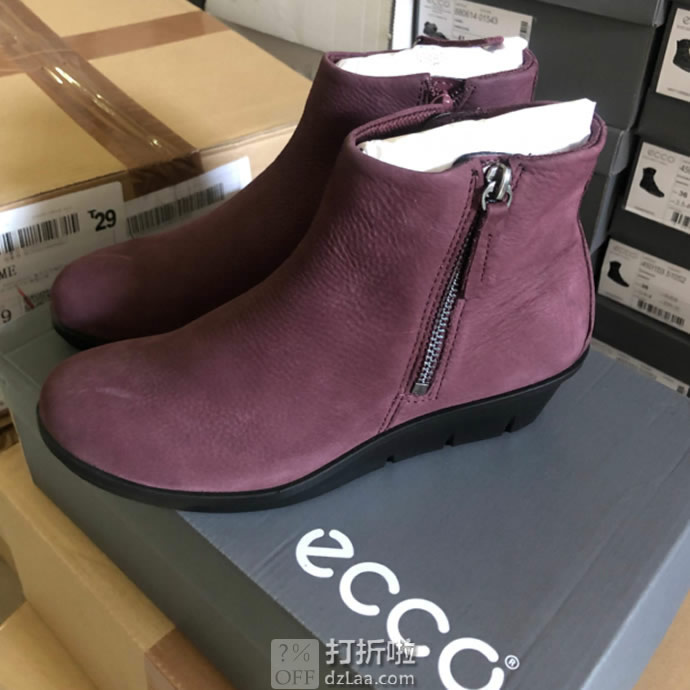 ECCO 爱步 Skyler斯凯乐系列 双侧拉链 女式坡跟踝靴 5折.99 海淘转运到手约￥490 2色多码可选