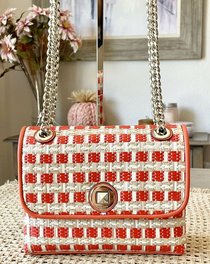 Kate Spade 凯特·丝蓓 Natalia 草编款 小号旋锁翻盖链条单肩包 3.6折9.97 海淘转运到手约¥887