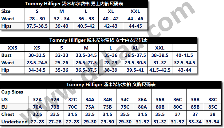 Tommy Hilfiger内衣尺码表,汤米希尔费格内衣尺码表 Tommy Hilfiger 汤米希尔费格 男式平角内裤*3条装 XL码3.7折.54 海淘转运到手约¥130