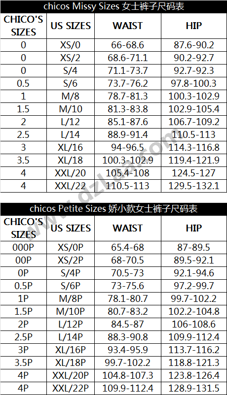 Chico's裤子尺码表 金盒特价 Chico's 经典款收腹 女式长裤 4.6折.99 多色可选 海淘转运到手约¥245